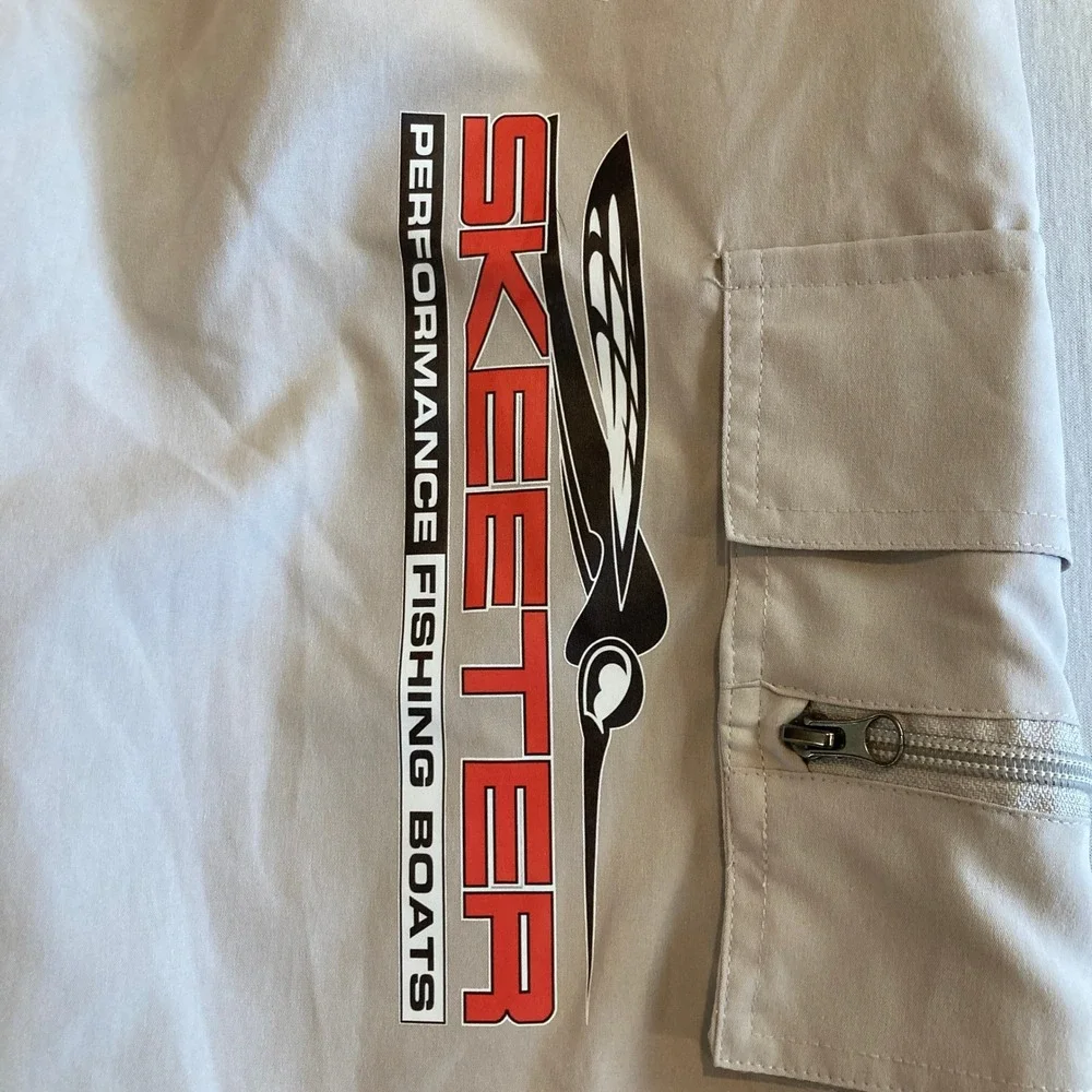 Skeeter Fishing Boats Shorts Mens XL Tan Zip Cargo Pocket Bass USA Lightweight
